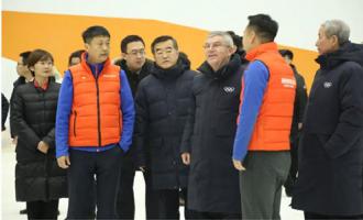 ioc president thomas bach visited the world's largest indoor ski resort built by